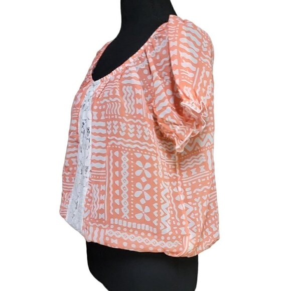 Penelope Semi-Sheer, Blouson Style, Cropped Women's Top, Size XL - Picture 3 of 7